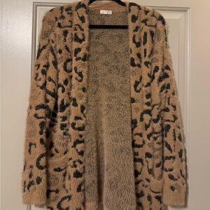 Mystree Leopard Eyelash Cardigan